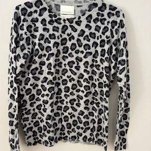Cynthia Rowley Gray and Black Cashmere animal print Sweater